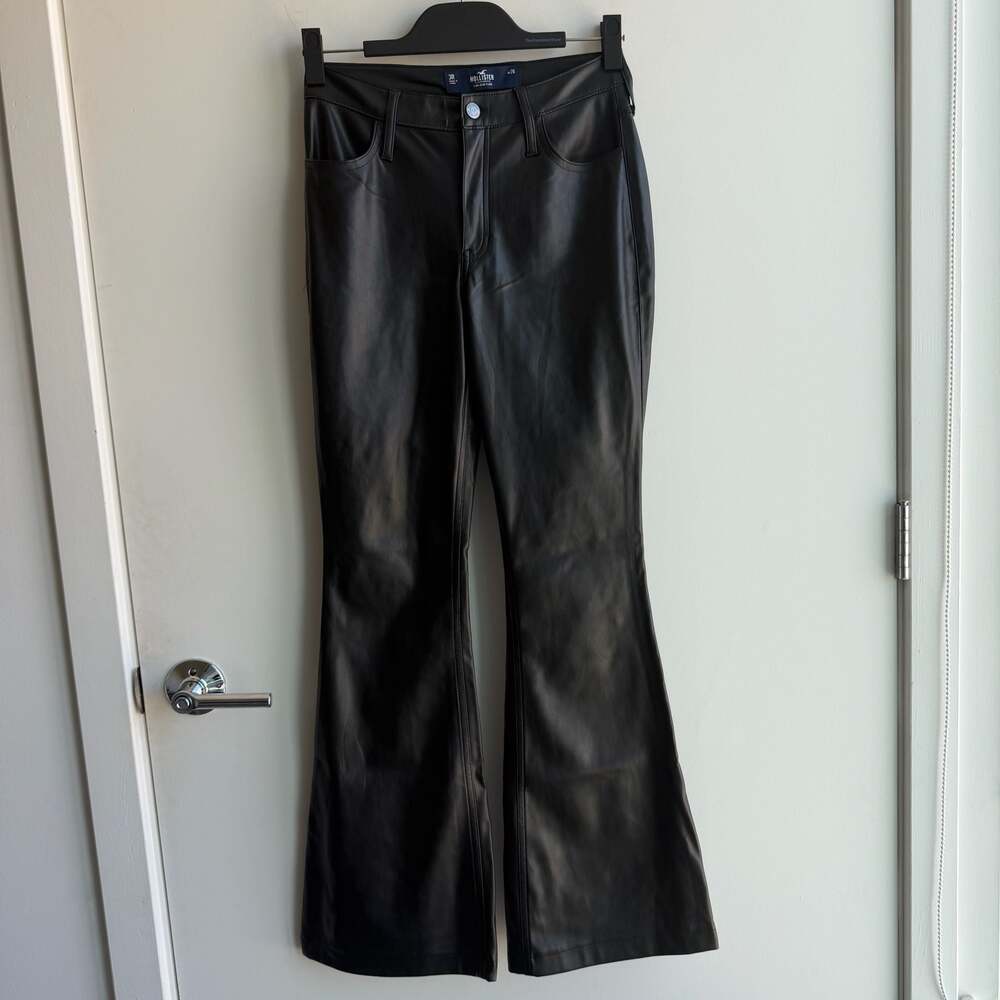 Hollister High-Rise Flare Black Faux Leather Pants